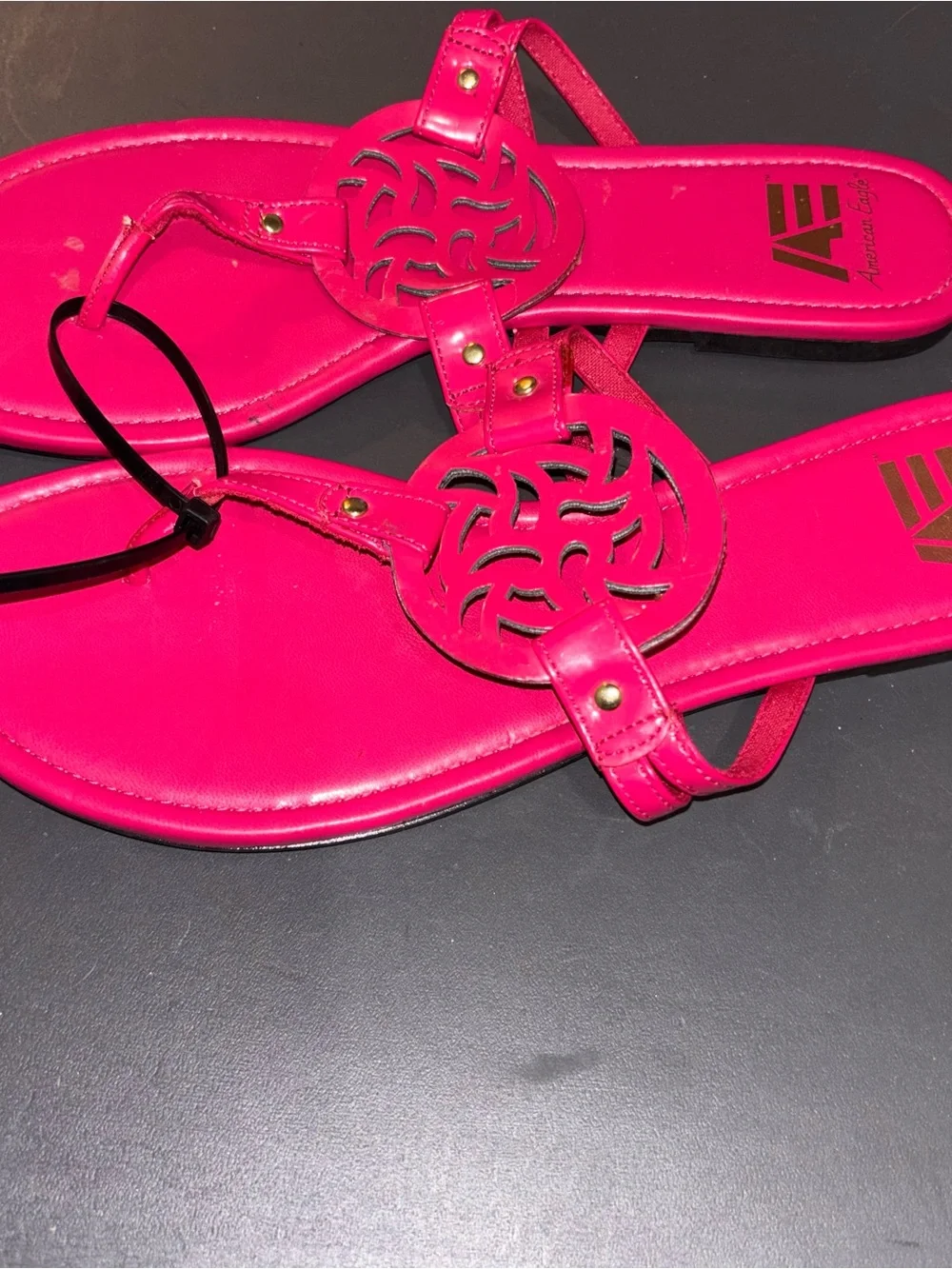 American Eagle Outfitters Hot Pink T-Strap Medallion Sandals